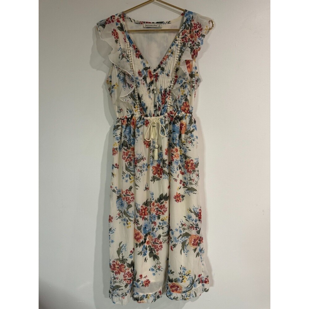 Abercrombie & Fitch Floral Sun Midi Dress Ruffle Size Small